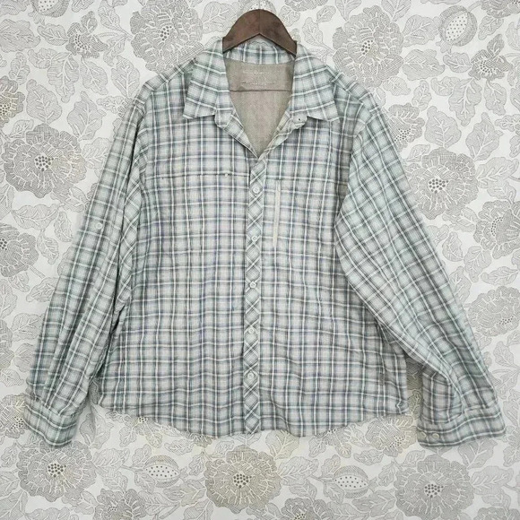 Eddie Bauer Mens Large Plaid Long Sleeve Button-Down Shirt Oudoor - Picture 1 of 8